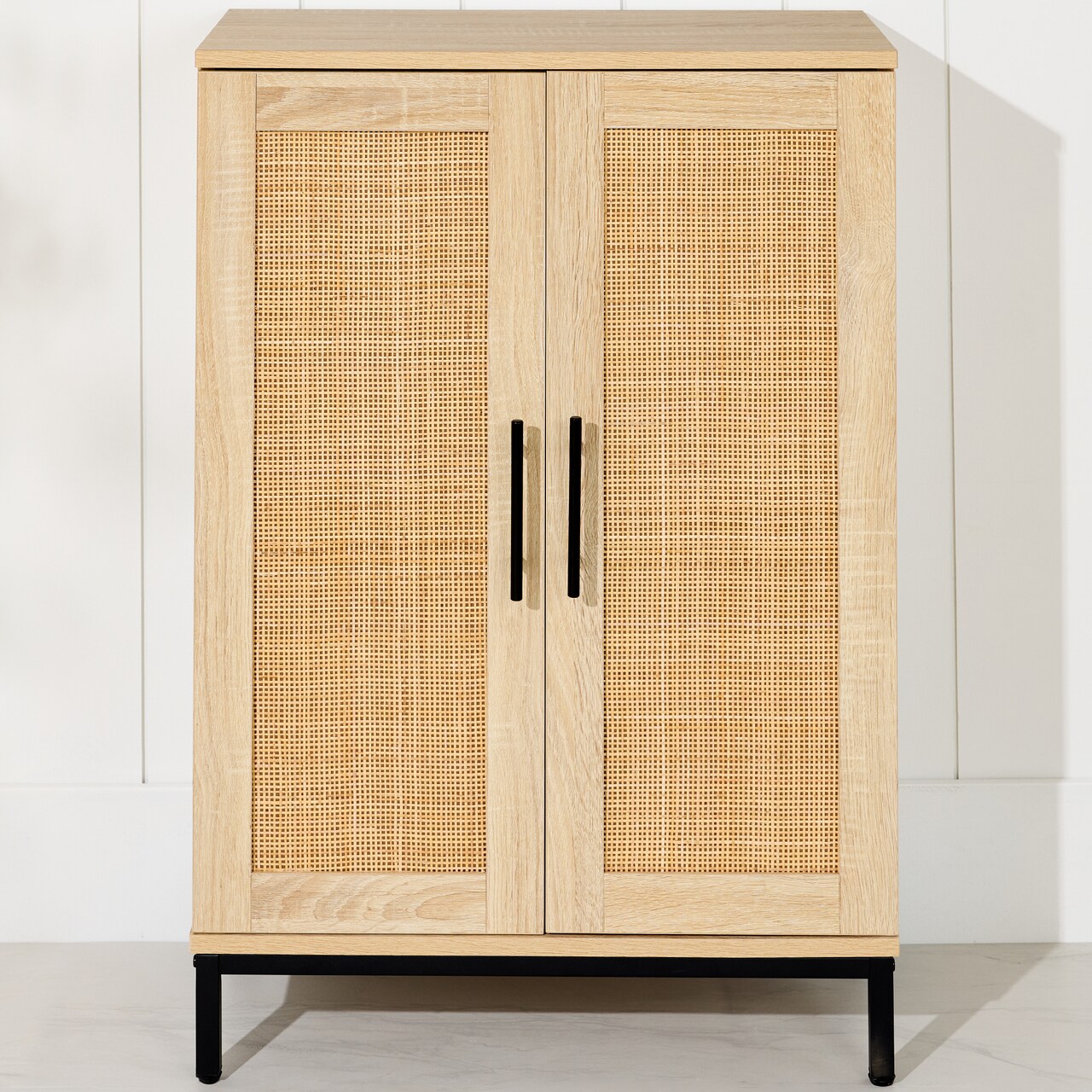 Best Choice Products 2-Door Natural Rattan 34 x 24in Storage Cabinet for Bathroom, Living, Dining w/ Adjustable Shelves